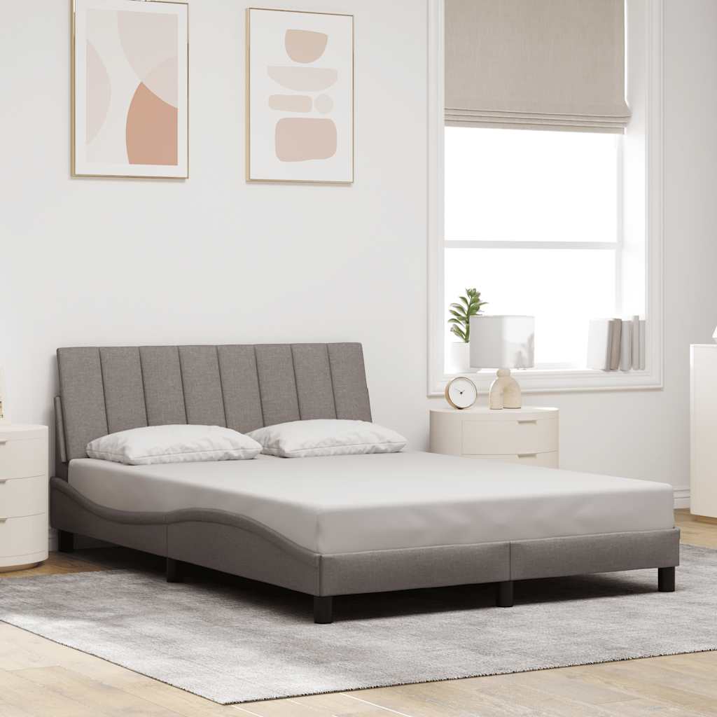 vidaXL Σκελετός Κρεβατιού Χωρίς Στρώμα Hanko Taupe 140x190 εκ. Υφασμάτινο