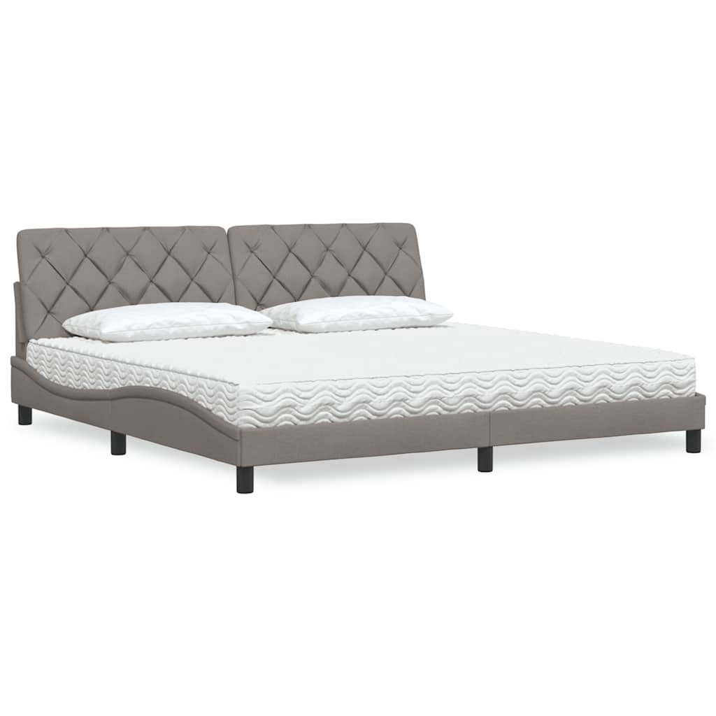 vidaXL Κρεβάτι με Στρώμα Taupe 200x200 εκ. Υφασμάτινο