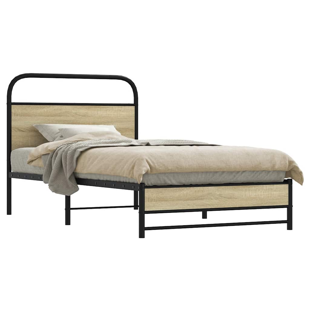 vidaXL Πλαίσιο Κρεβ. Χωρ. Στρώμα Sonoma Δρυς 90x200 εκ. Επεξ. Ξύλο