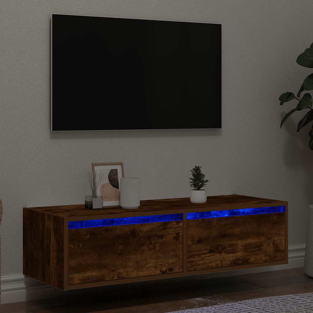 vidaXL Έπιπλο Τηλεόρασης με LED Καπνιστή Δρυς 100X35,5x25 εκ.