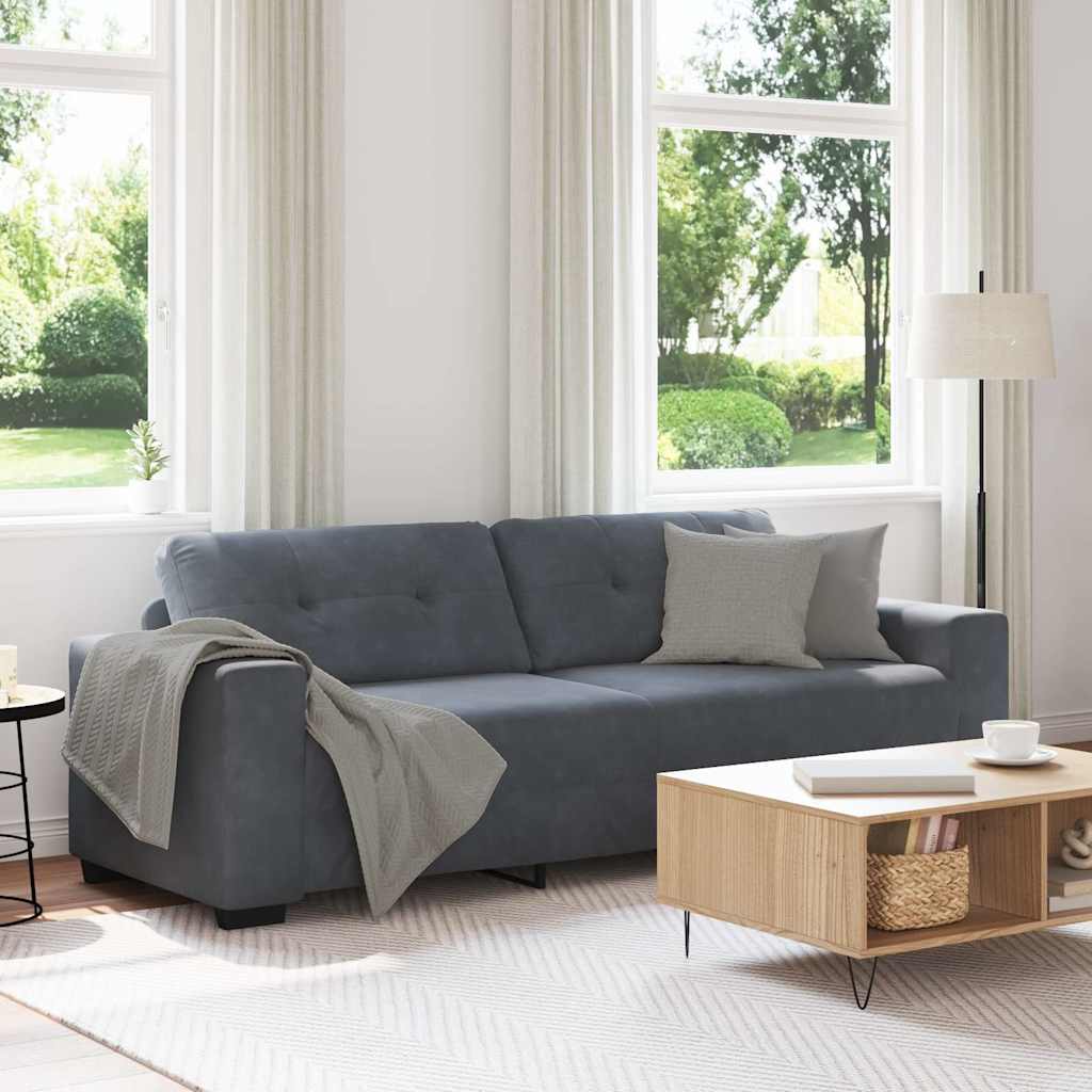 vidaXL Τριθέσιος Καναπές Σκούρο Γκρι 220x78x80 εκ. Βελούδο