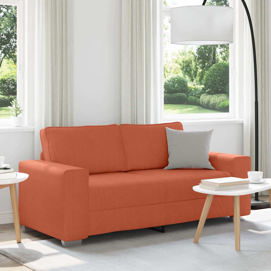 vidaXL Καναπές Διθέσιος Κόκκινος Πορτοκαλί 180 x 77 x 82 εκ. από Ύφασμα Κοτλέ