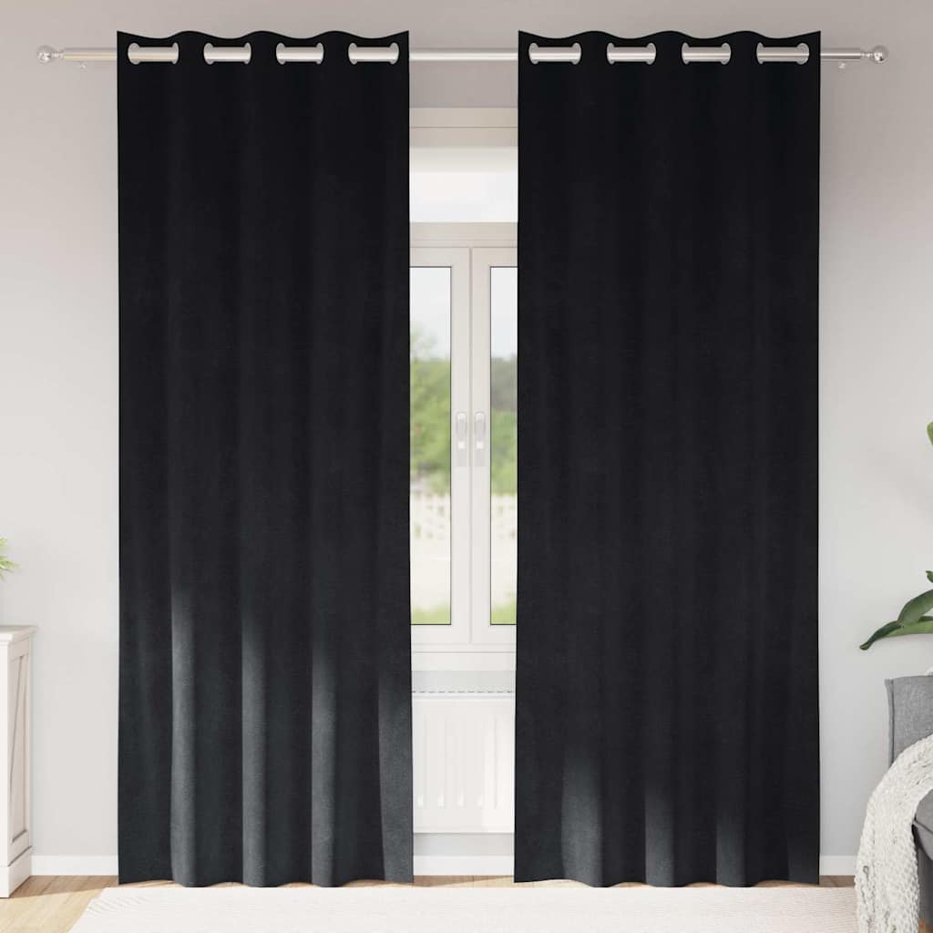 vidaXL Κουρτίνες 2 τμχ. Μαύρο 140 x 225 cm Βελούδο