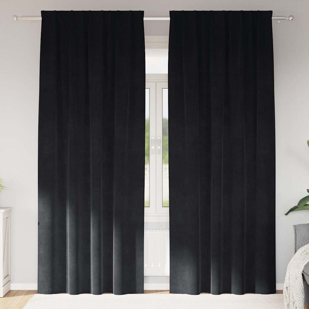 vidaXL Κουρτίνες 2 τμχ. Μαύρο 140 x 245 cm Βελούδο