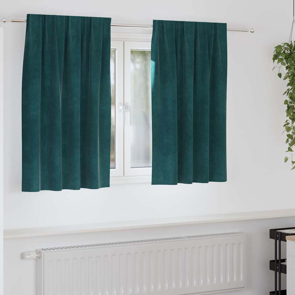 vidaXL Κουρτίνες 2 τμχ. Σκούρο Πράσινο 140 x 140 cm Βελούδο
