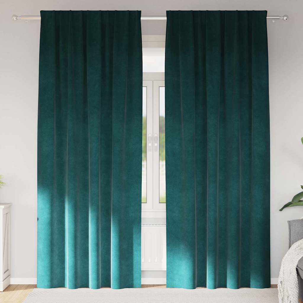 vidaXL Κουρτίνες 2 τμχ. Σκούρο Πράσινο 140 x 225 cm Βελούδο