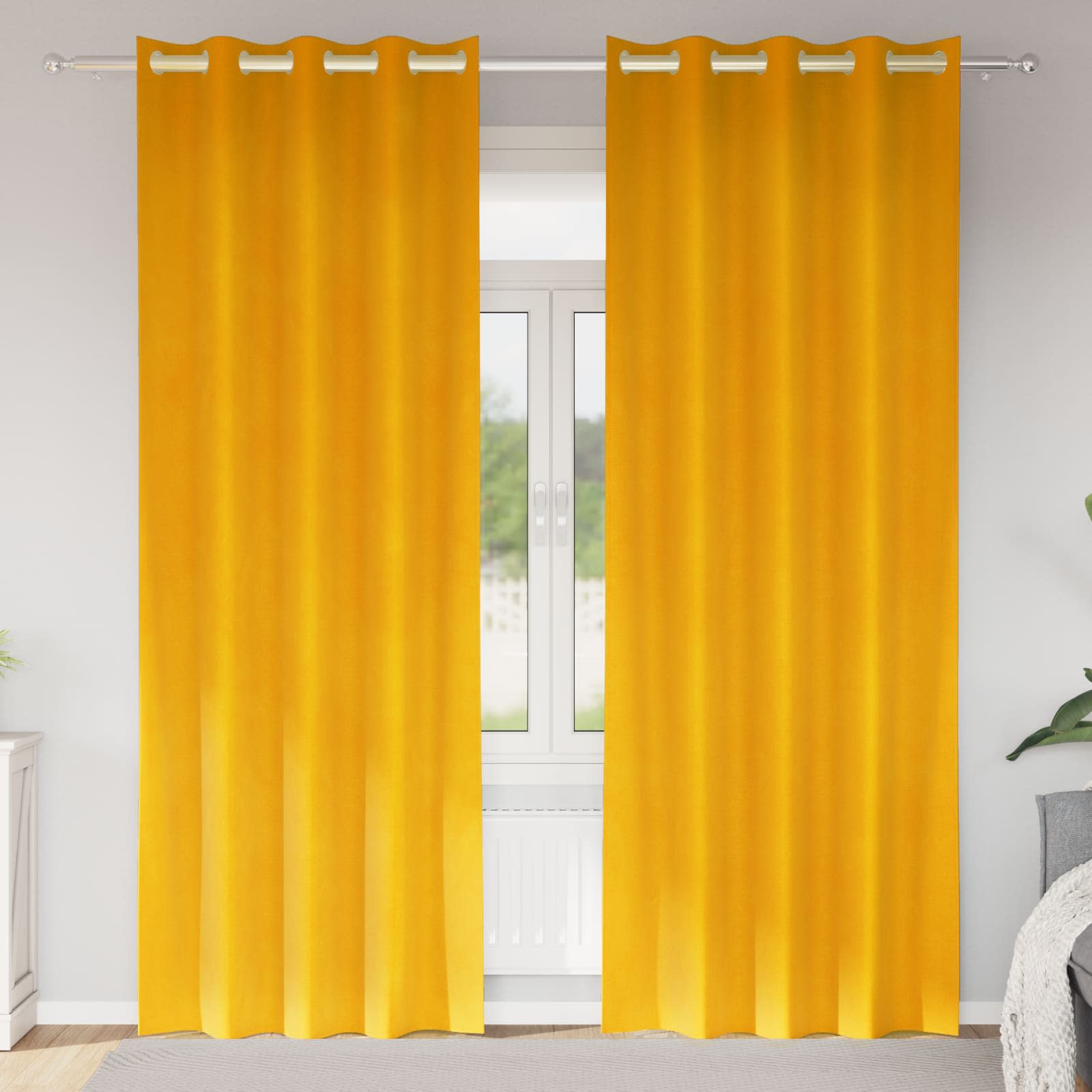 vidaXL Κουρτίνες 2 τμχ. Μουσταρδί 140 x 245 cm Βελούδο