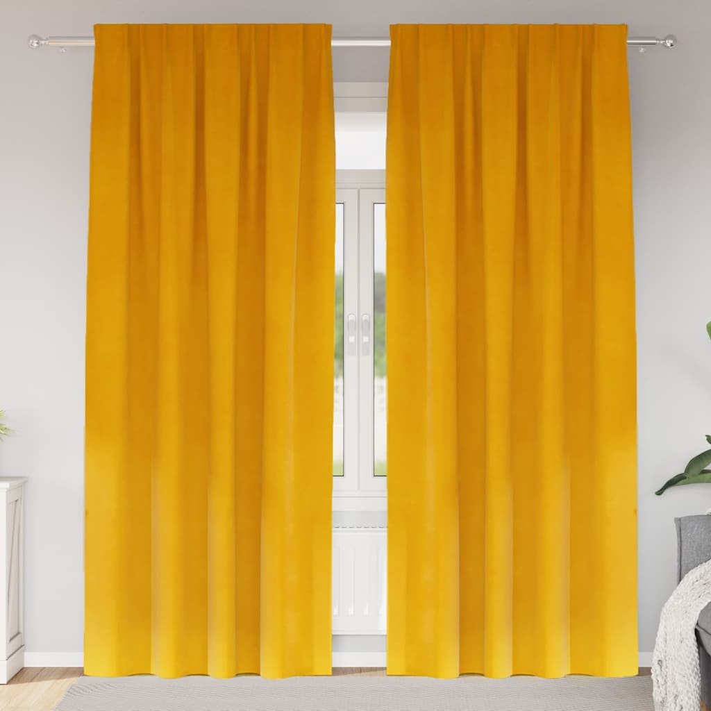 vidaXL Κουρτίνες 2 τμχ. Μουσταρδί 140 x 225 cm Βελούδο