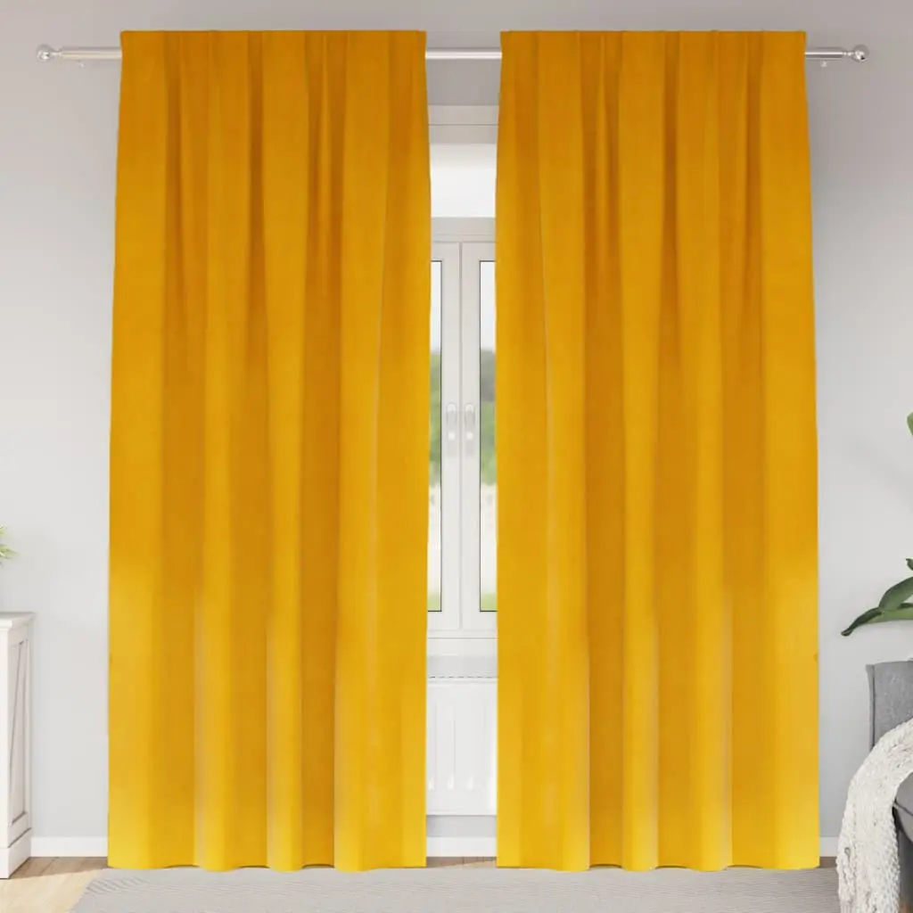 vidaXL Κουρτίνες 2 τμχ. Μουσταρδί 140 x 225 cm Βελούδο