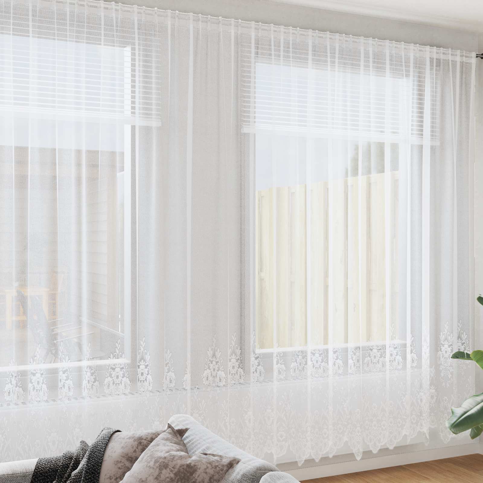 vidaXL Κουρτίνα Δαντέλας Λευκό 260 x 400 εκ Πολυεστέρας