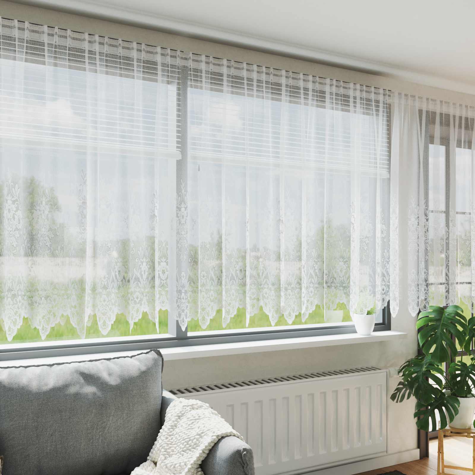 vidaXL Κουρτίνα Δαντέλας Λευκό 180 x 500 cm Πολυεστέρας