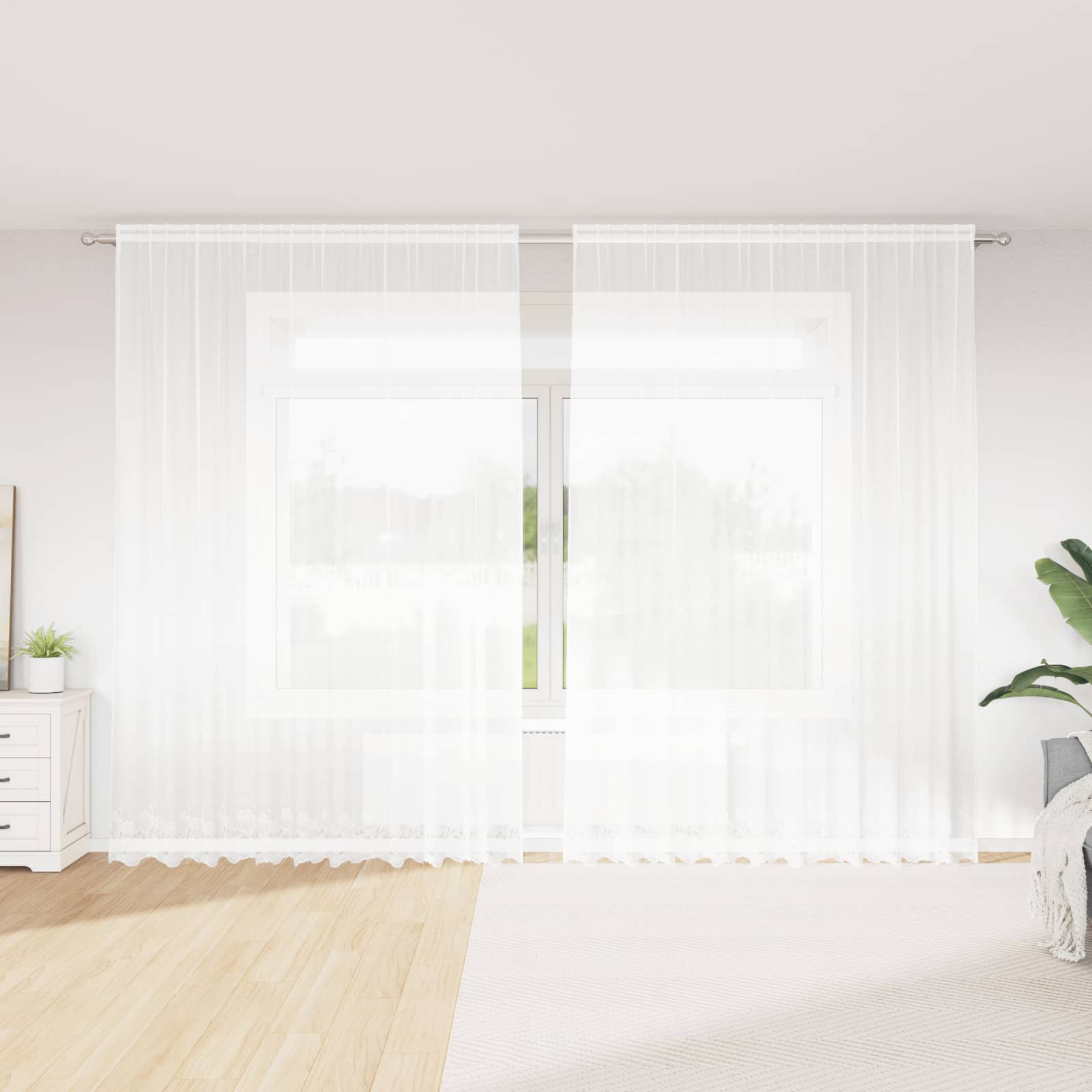 vidaXL Κουρτίνα Δαντέλας Λευκό 260 x 300 εκ Πολυεστέρας