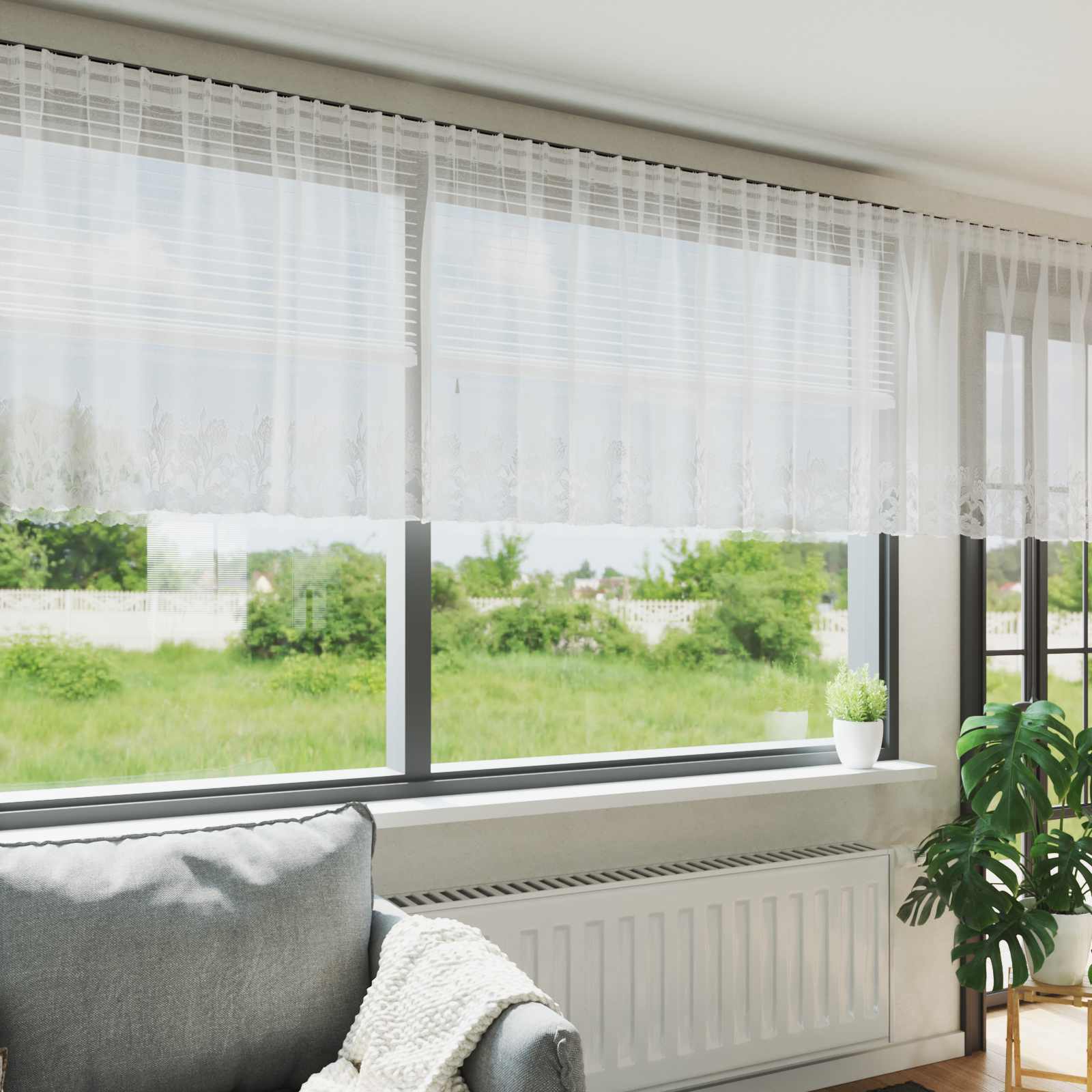 vidaXL Κουρτίνα Δαντέλας Λευκό 100 x 400 cm Πολυεστέρας