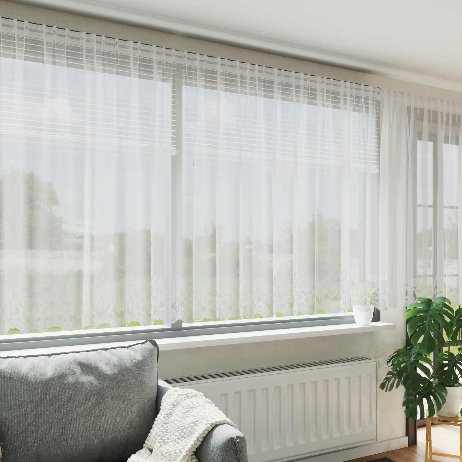 vidaXL Κουρτίνα Δαντέλας Λευκό 140 x 600 cm Πολυεστέρας