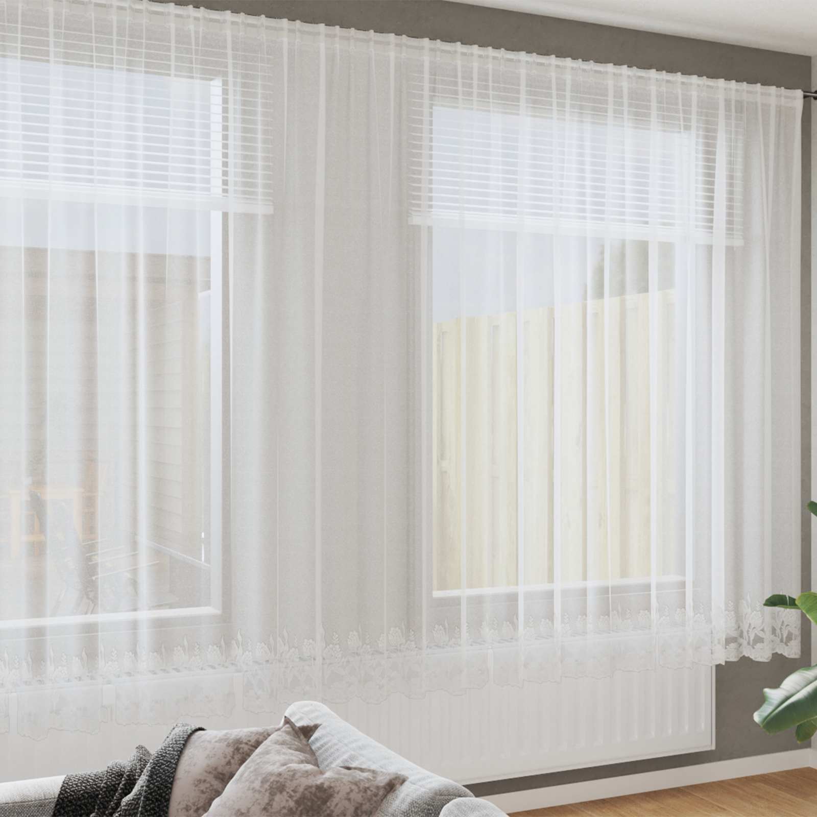 vidaXL Κουρτίνα Δαντέλας Λευκό 220 x 900 εκ Πολυεστέρας