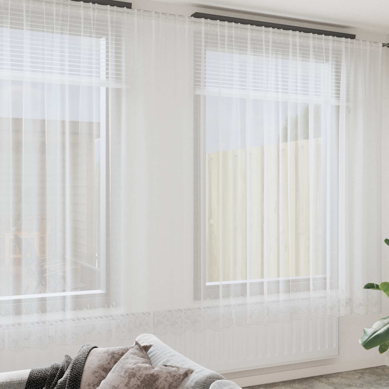 vidaXL Κουρτίνα Δαντέλας Λευκό 1200 x 300 εκ. Πολυεστέρας