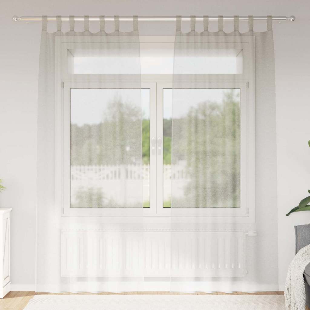 vidaXL Κουρτίνα βυσσινί 2 τμχ. Κρεμ 245 x 140 εκ. Πολυεστέρας
