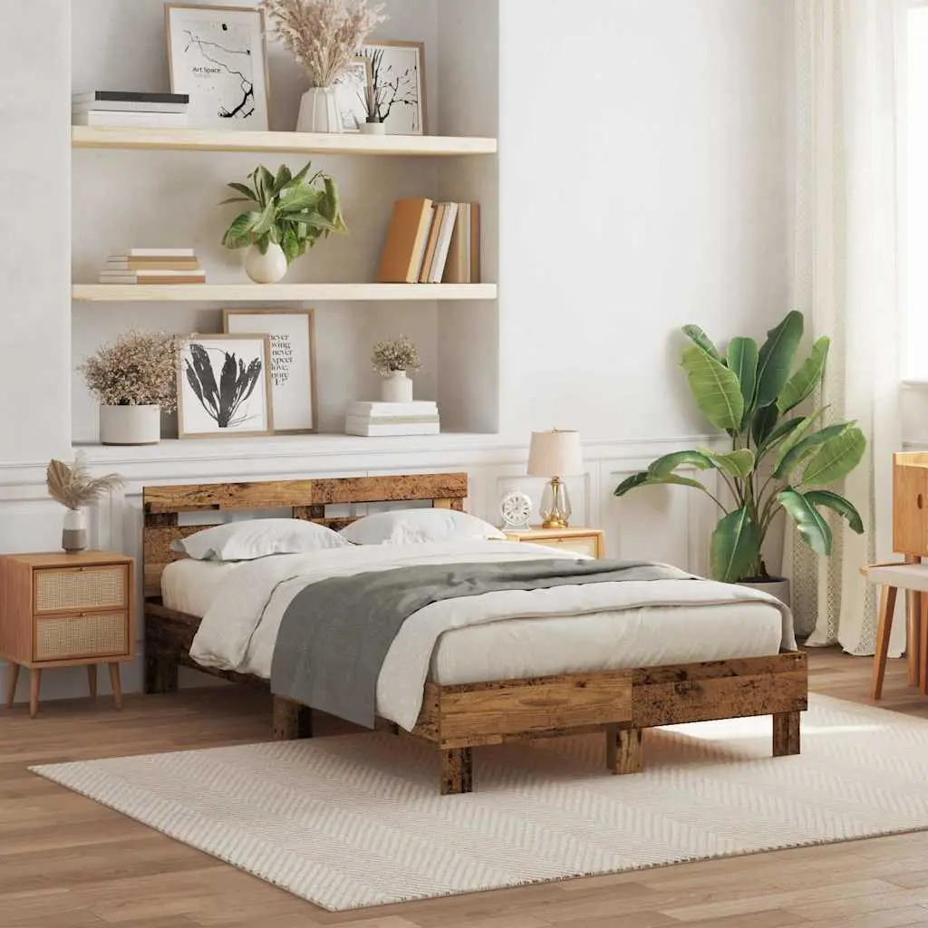 vidaXL Σκελετός Κρεβατιού Παλιό ξύλο 120 x 200 cm Επεξεργασμένο Ξύλο