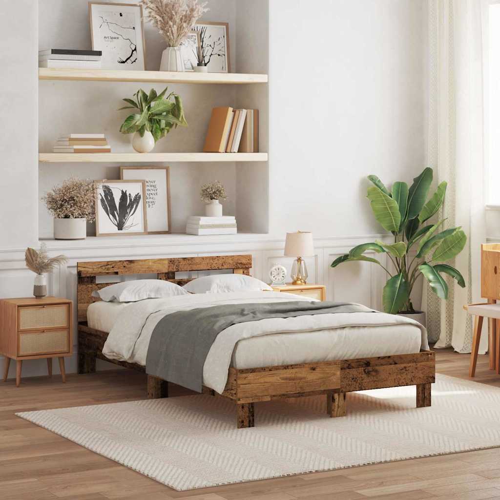vidaXL Σκελετός Κρεβατιού Παλιό ξύλο 120 x 190 cm Επεξεργασμένο Ξύλο
