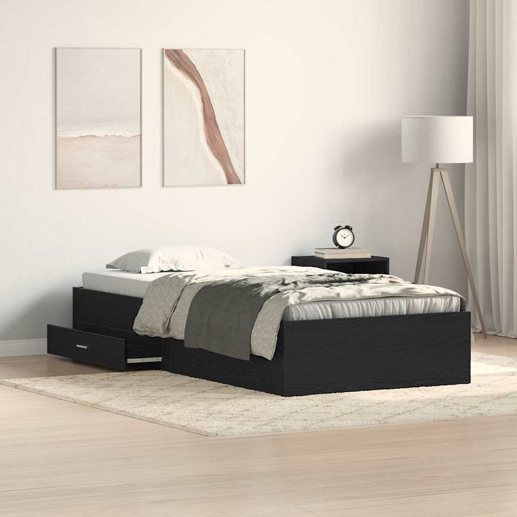 vidaXL Σκελετός Κρεβατιού Μαύρη Οξυά 100 x 200 cm Επεξεργασμένο Ξύλο