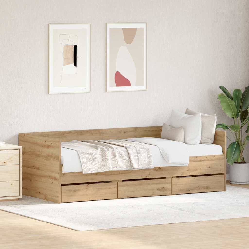 vidaXL Καναπές Κρεβάτι Artisan Oak 90 x 200 cm Επεξεργασμένο Ξύλο