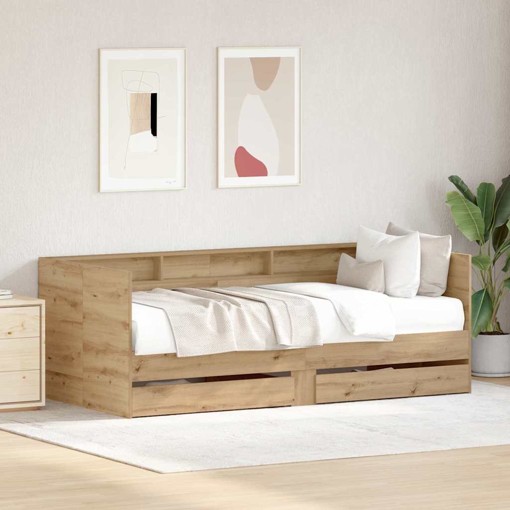 vidaXL Καναπές Κρεβάτι Artisan Oak 75 x 190 cm Επεξεργασμένο Ξύλο