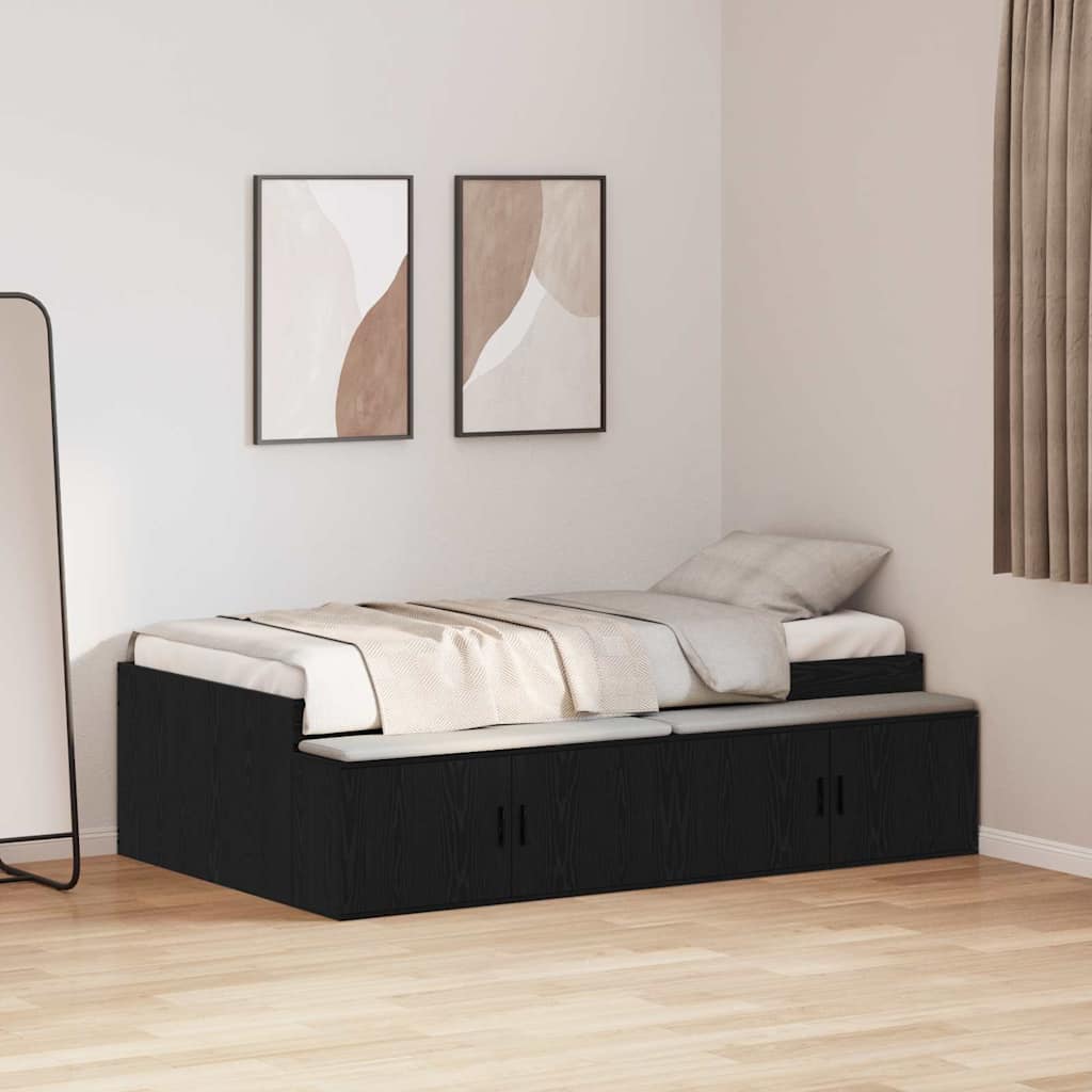 vidaXL Σκελετός Κρεβατιού Μαύρη Οξυά 90 x 200 cm Επεξεργασμένο Ξύλο