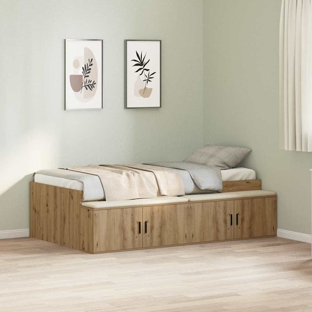 vidaXL Σκελετός Κρεβατιού Artisan Oak 90 x 200 cm Επεξεργασμένο Ξύλο