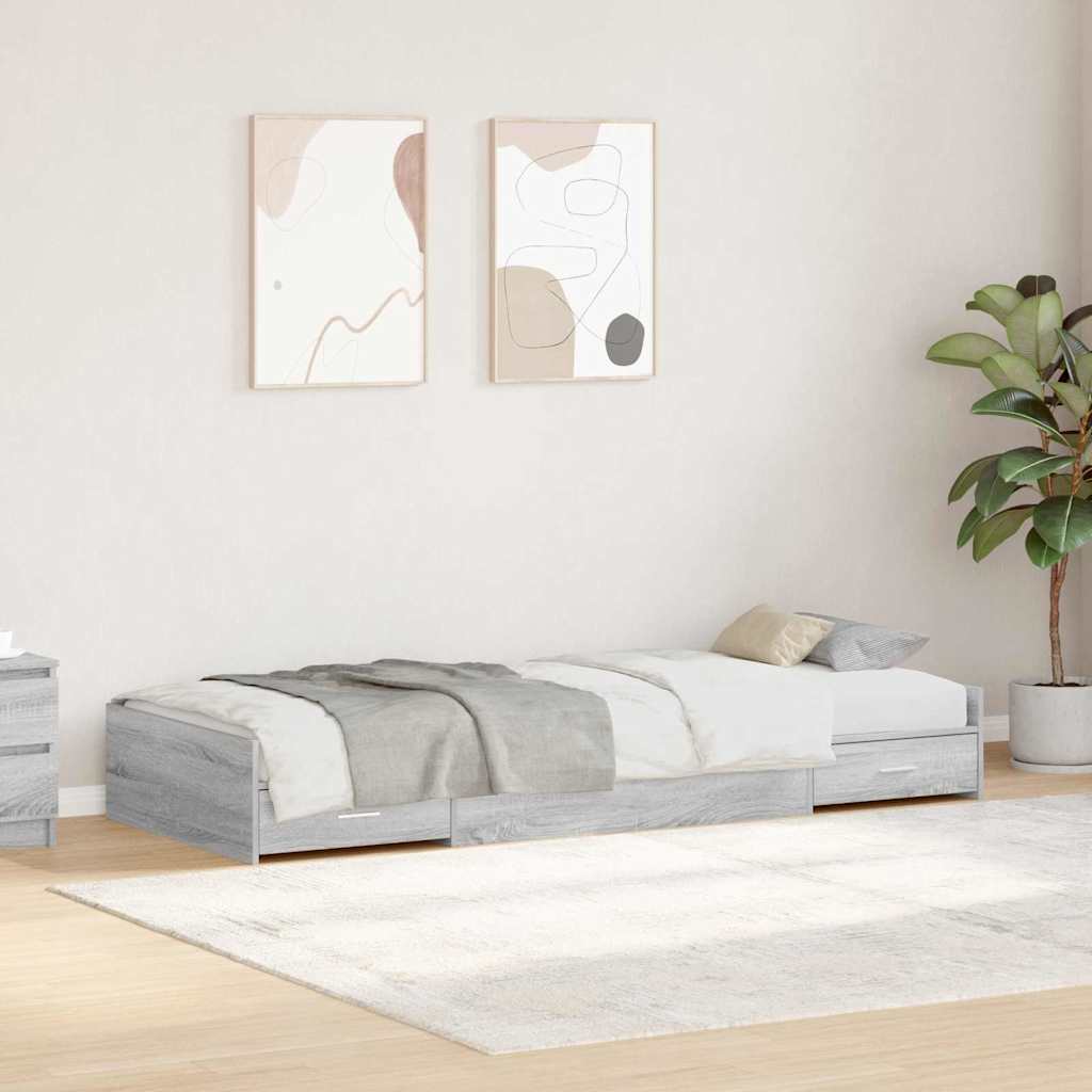 vidaXL Σκελετός Κρεβατιού Γκρίζο Σονομα 90 x 200 cm Επεξεργασμένο Ξύλο