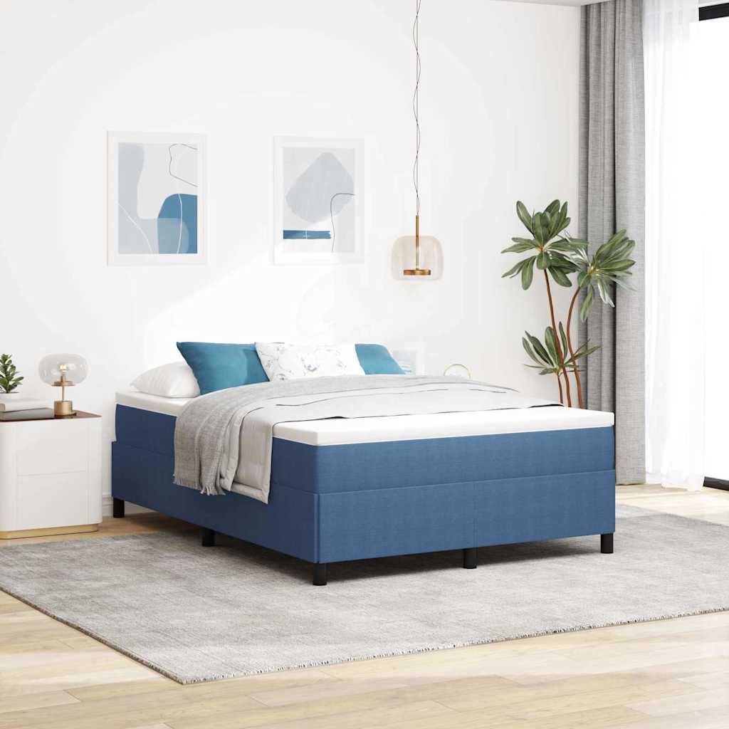 vidaXL Κρεβάτι με ελατήρια Μπλε 140 x 190 cm Υφασμάτινο Κορντουρά
