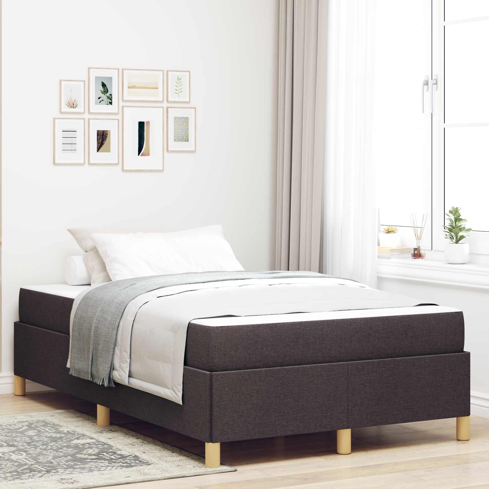 vidaXL Σκελετός Κρεβατιού Σκούρο Καφέ 120 x 200 cm ύφασμα