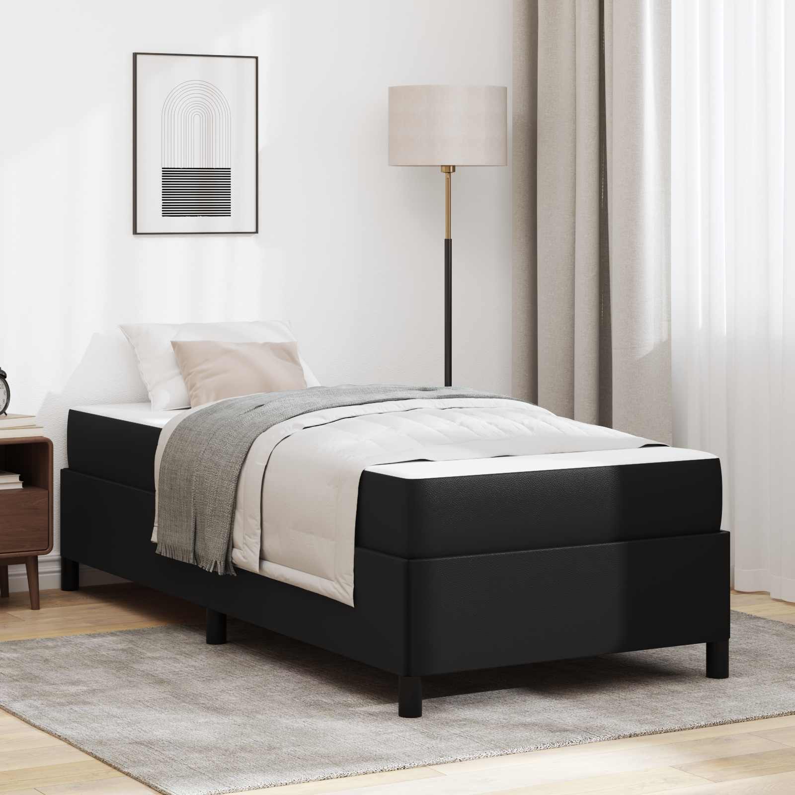 vidaXL Σκελετός Κρεβατιού με στρώμα Μαύρο 90 x 190 cm ύφασμα