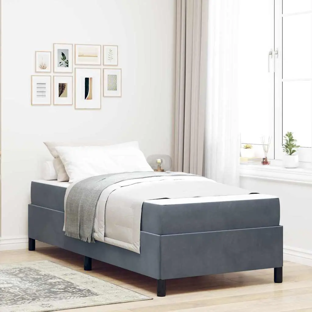 vidaXL Σκελετός Κρεβατιού Σκούρο Γκρι 90 x 190 cm ύφασμα