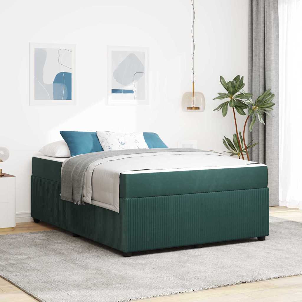 vidaXL Σκελετός Κρεβατιού Σκούρο Πράσινο 140 x 200 cm ύφασμα