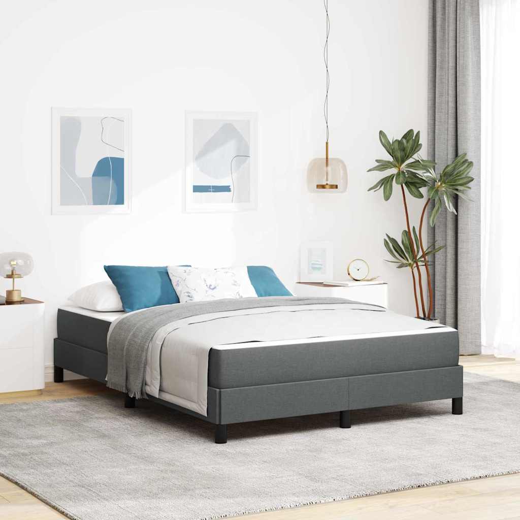 vidaXL Κρεβάτι με ελατήρια Σκούρο Γκρι 140 x 200 cm ύφασμα