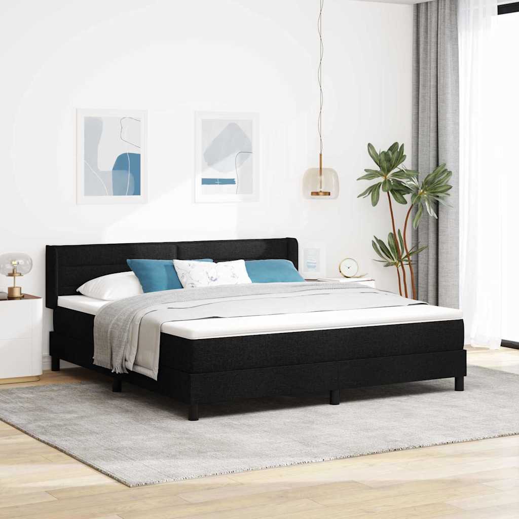 vidaXL Κρεβάτι με ελατήρια με κεφαλάρι Μαύρο 200 x 180 cm ύφασμα
