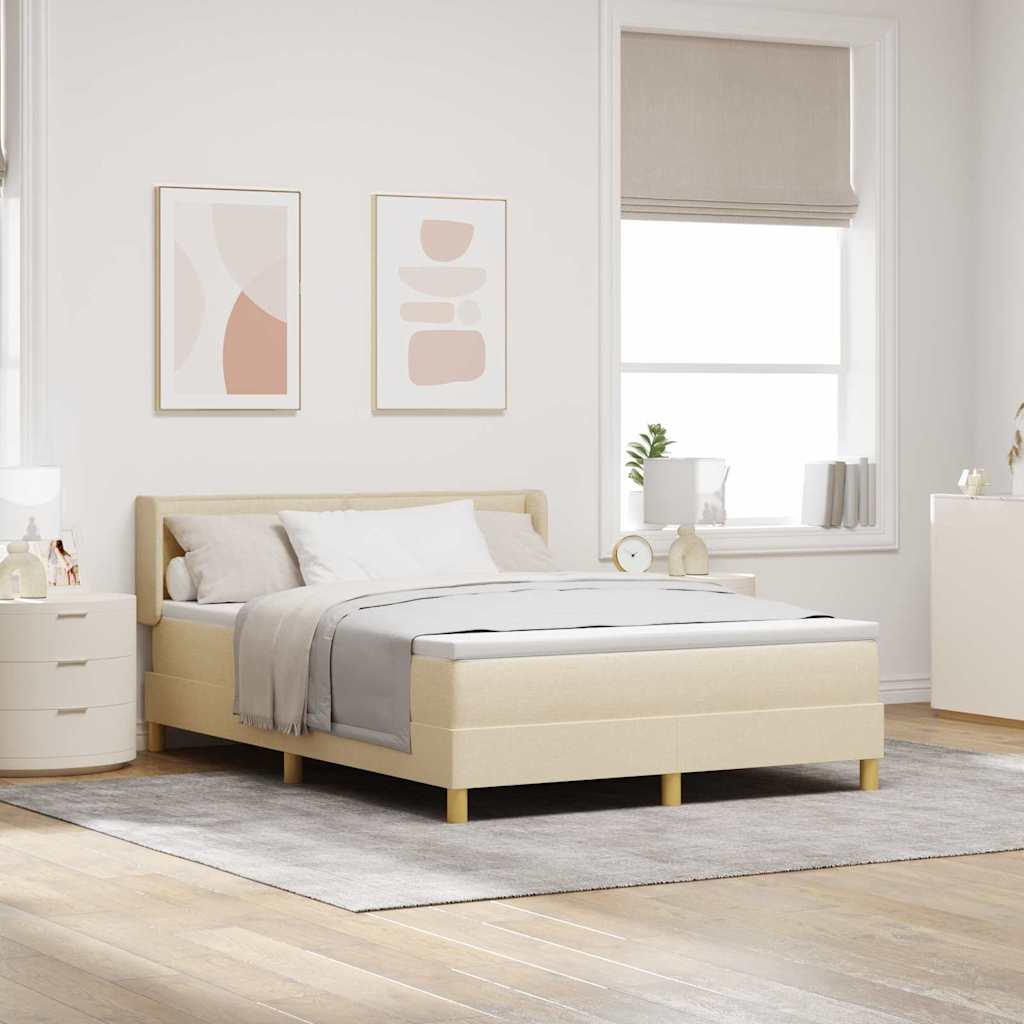 vidaXL Κρεβάτι με ελατήρια με στρώμα Κρεμ 200 x 140 cm ύφασμα