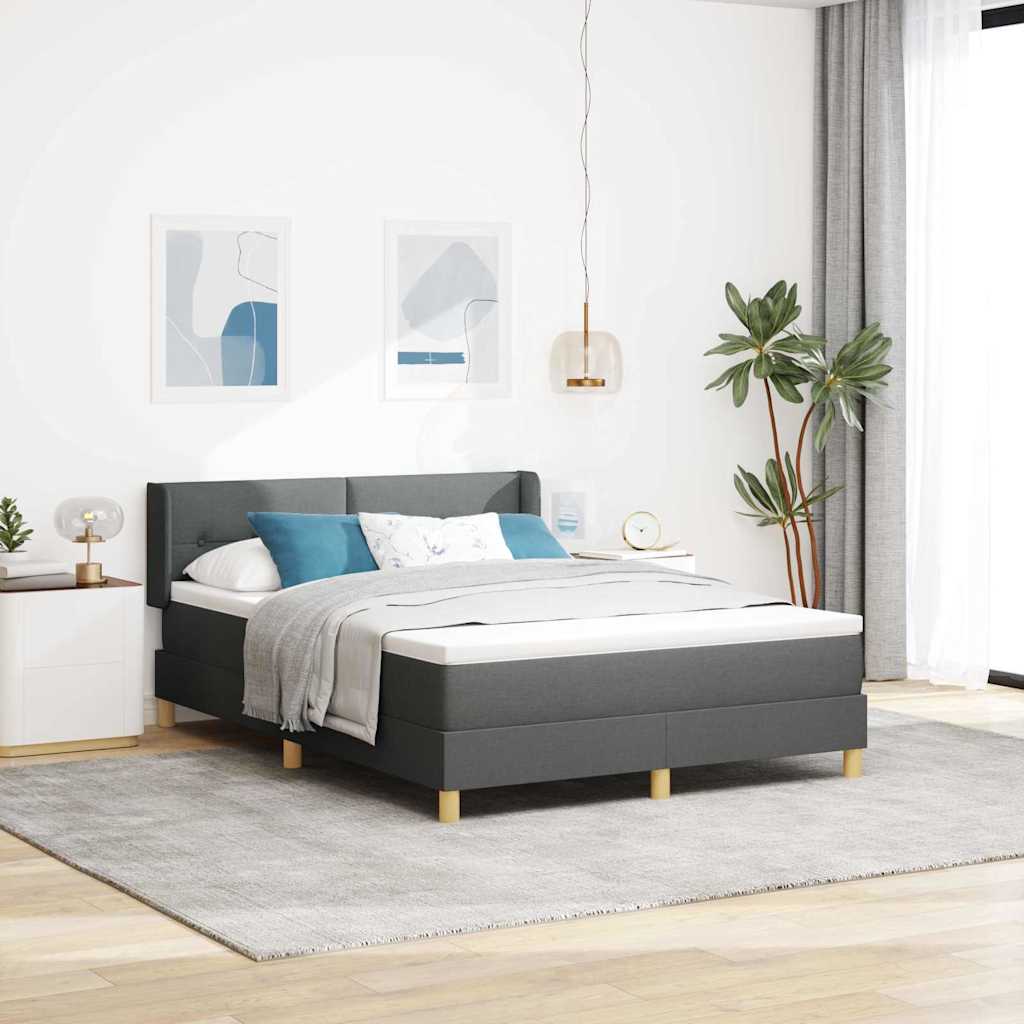 vidaXL Κρεβάτι με ελατήρια Σκούρο Γκρι 190 x 140 εκατοστά ύφασμα
