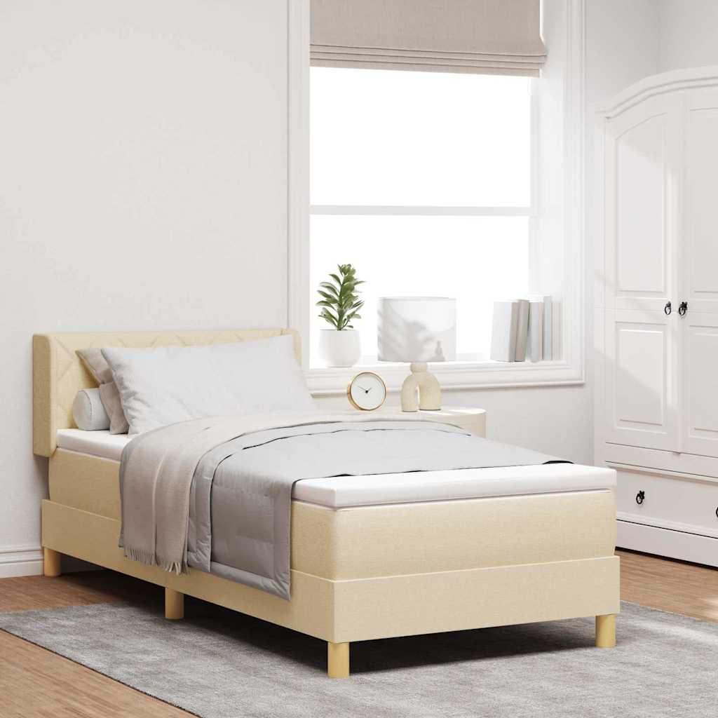 vidaXL Κρεβάτι με ελατήρια με κεφαλάρι Κρεμ 200 x 100 cm ύφασμα