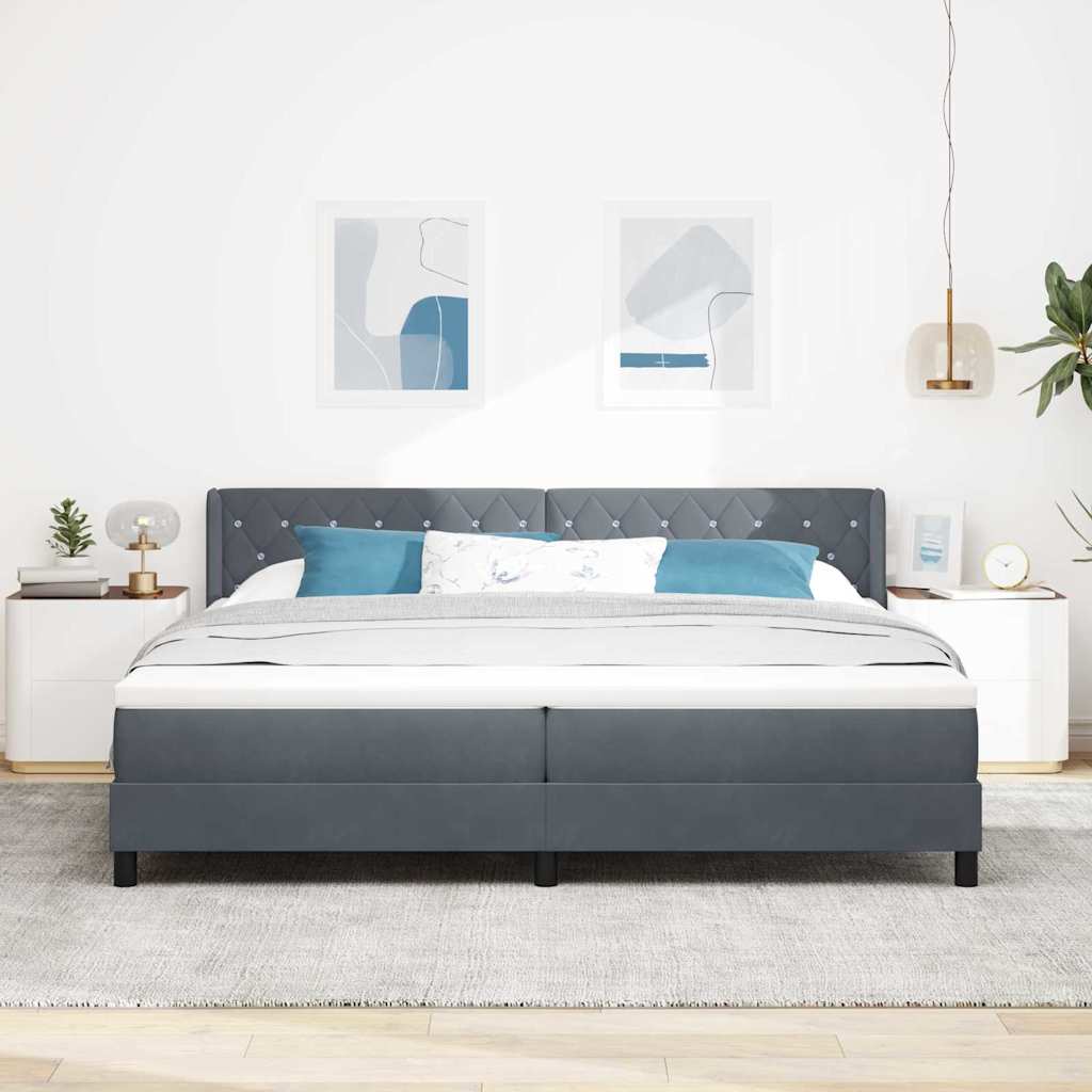 vidaXL Κρεβάτι με ελατήρια Σκούρο Γκρι 200 x 200 cm Βελούδο