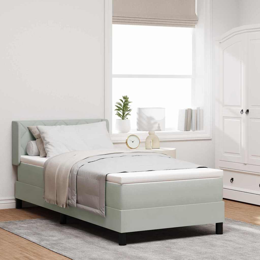 vidaXL Κρεβάτι με ελατήρια Ανοιχτό γκρι 190 x 90 cm Βελούδο