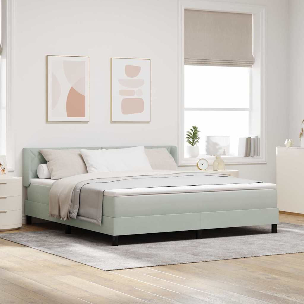 vidaXL Κρεβάτι με ελατήρια Ανοιχτό γκρι 200 x 180 cm Βελούδο