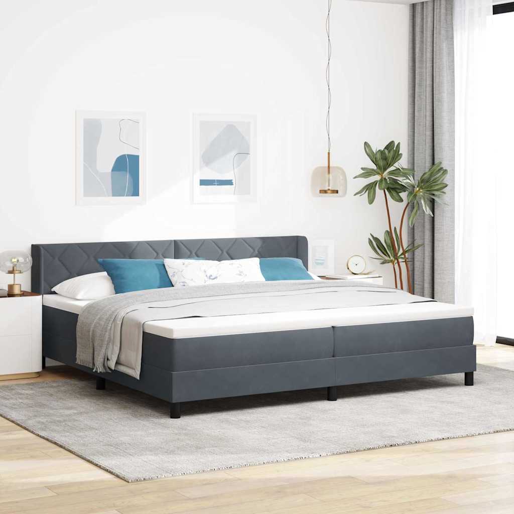 vidaXL Κρεβάτι με ελατήρια Σκούρο Γκρι 200 x 200 cm Βελούδο