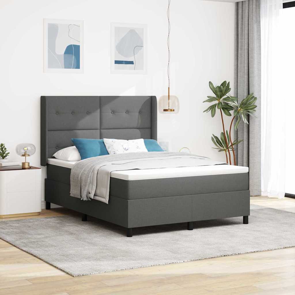 vidaXL Κρεβάτι με ελατήρια Σκούρο Γκρι 200 x 160 εκατοστά ύφασμα