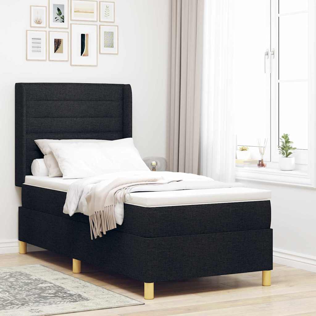 vidaXL Κρεβάτι με ελατήρια με στρώμα Μαύρο 90 x 200 cm ύφασμα