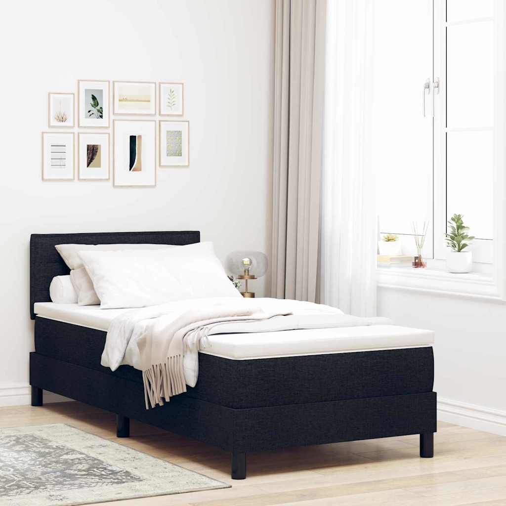 vidaXL Κρεβάτι με ελατήρια με κεφαλάρι Μαύρο 90 x 190 cm ύφασμα