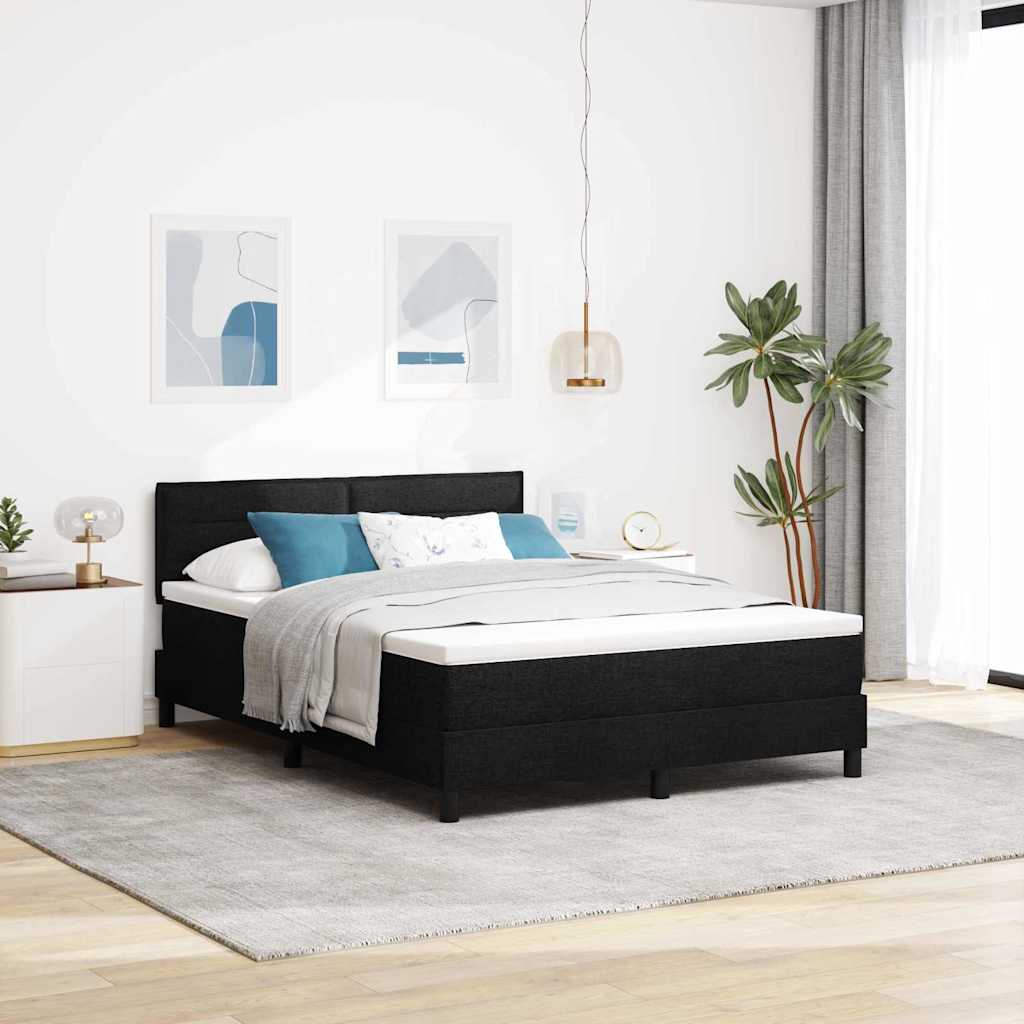 vidaXL Κρεβάτι με ελατήρια με κεφαλάρι Μαύρο 140 x 190 cm ύφασμα