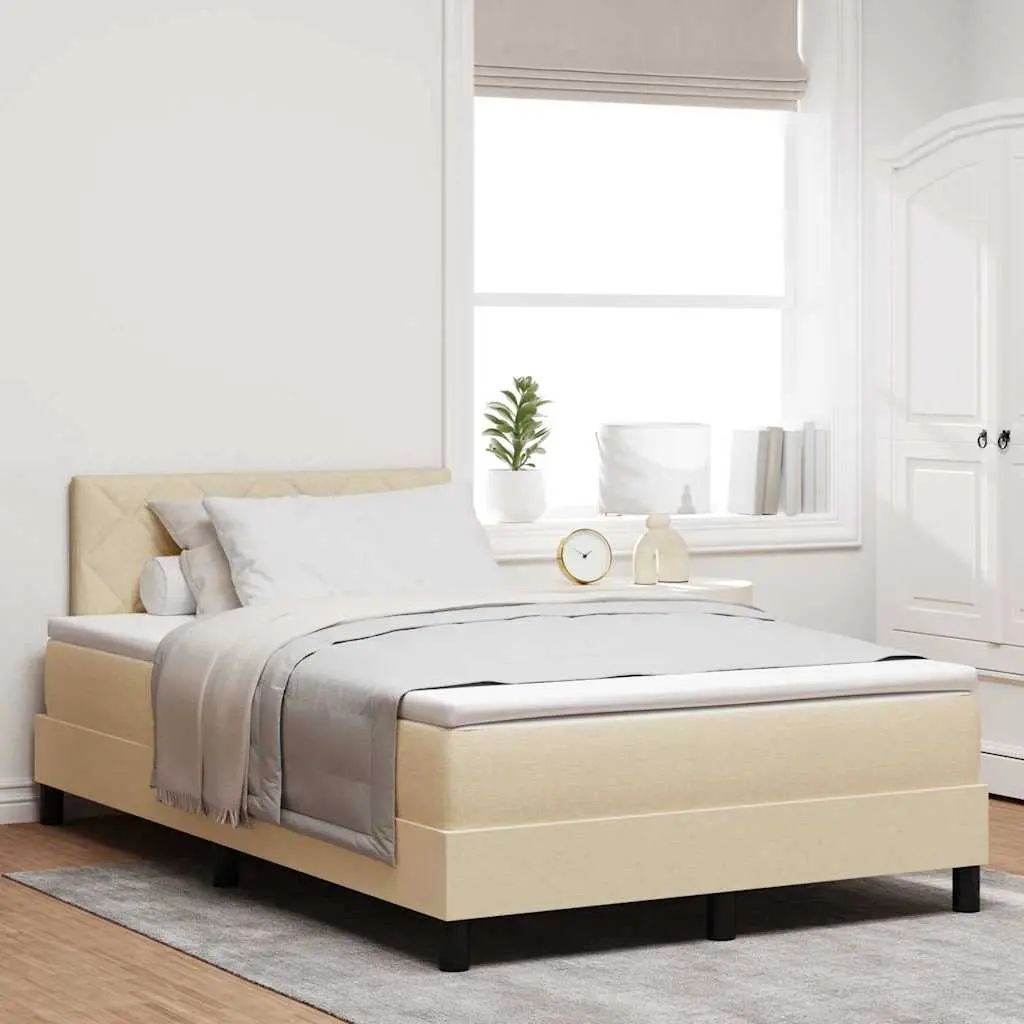 vidaXL Κρεβάτι με ελατήρια με κεφαλάρι Κρεμ 120 x 190 cm ύφασμα