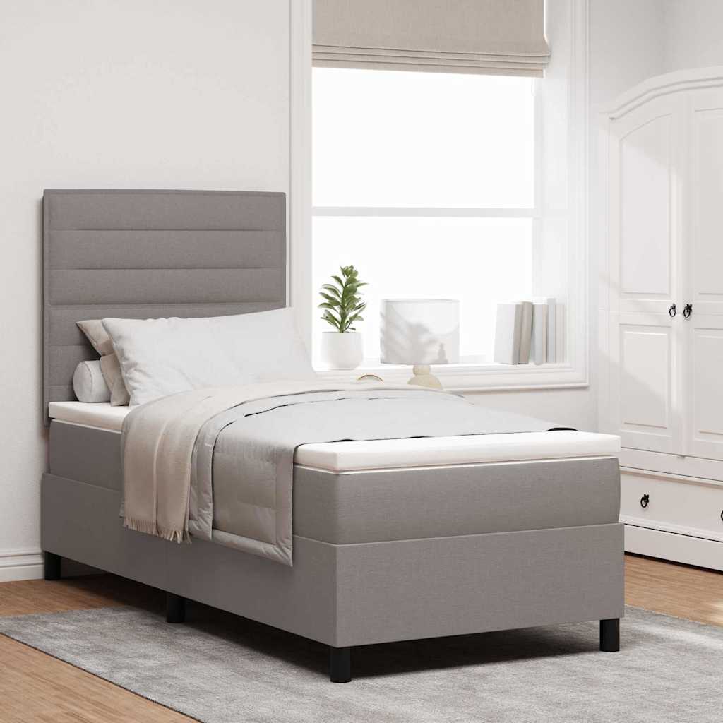 vidaXL Κρεβάτι με ελατήρια με κεφαλάρι Taupe 90 x 200 cm ύφασμα