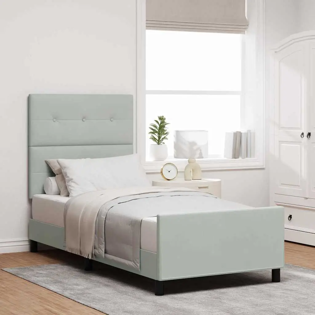 vidaXL Κρεβάτι με ελατήρια Ανοιχτό γκρι 90 x 200 cm Βελούδο